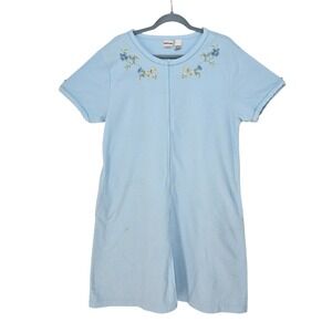 Bobbie Brooks Robe Woman Large 14-16 Baby Blue Waffle Weave Full Zip Embroidered